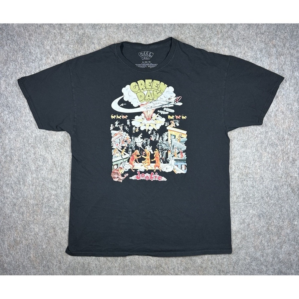 Green Day Dookie T Shirt XL Black Graphic Band Tee Rock Punk Album Shirt
